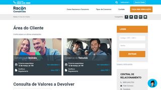 
                            6. Área do Cliente - Racon Consórcios