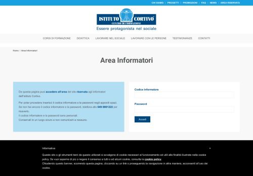 
                            4. Area Riservata Informatori - Istituto Cortivo