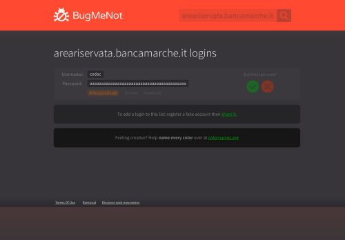 
                            10. areariservata.bancamarche.it passwords - BugMeNot