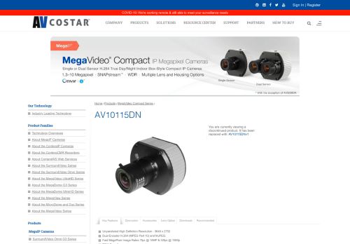 
                            13. Arecont Vision | MegaVideo Compact Series | AV10115DN