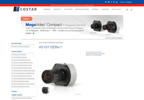 
                            12. Arecont Vision | MegaVideo Compact Series | AV10115DNv1
