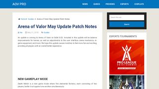 
                            9. Arena of Valor May Update Patch Notes - AOV Pro