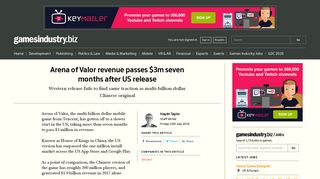
                            7. Arena of Valor revenue passes $3m seven months after US release ...