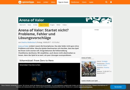 
                            11. Arena of Valor - Startet nicht? Probleme, Fehler und ... - Gamona