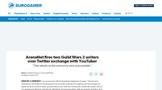 
                            11. ArenaNet fires two Guild Wars 2 writers over Twitter exchange with ...
