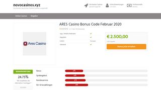 
                            5. Ares Casino Bonus [2019] ❶❶❶« 400% bis 2000€ [BETRUG?]