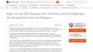 
                            9. Ärger mit der BSQ Bauspar AG? Schlichter sieht Kündigungen der ...