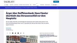 
                            10. Ärger über Raiffeisenbank: Hans Fässler überklebt ... - St.Galler Tagblatt