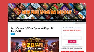 
                            4. Argo Casino: 20 Free Spins No Deposit! (Non UK) - New Free Spins ...