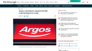 
                            9. Argos customers targeted with convincing text scam - The Telegraph