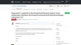 
                            1. Argument 1 passed to Illuminate\Auth\Guard::login() must implement ...