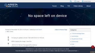 
                            5. Arista EOS Central - No space left on device