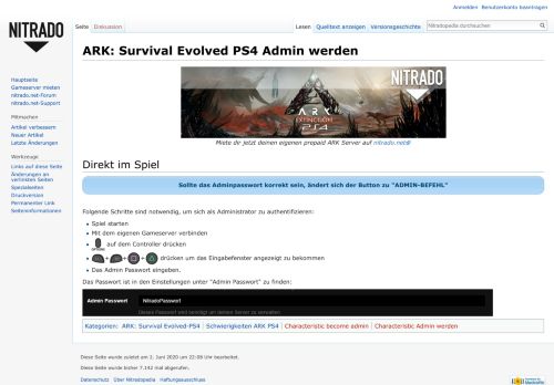 
                            6. ARK: Survival Evolved PS4 Admin werden – Nitradopedia - Nitrado-Wiki