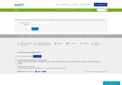 
                            6. ARL SURA - Riesgos Laborales - ARL - Login