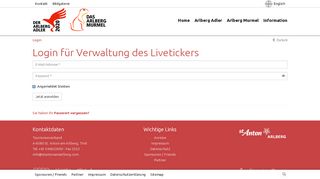 
                            13. Arlberg Adler: Login - Der Arlberg Adler