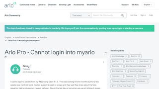 
                            12. Arlo Pro - Cannot login into myarlo - Arlo Communities