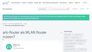 
                            4. arlo Router als WLAN Router nutzen? - Arlo Communities