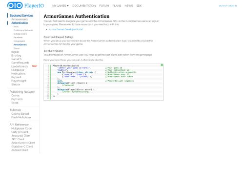 
                            7. ArmorGames Authentication - Documentation - PlayerIO