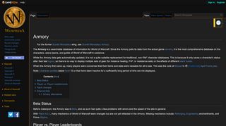 
                            10. Armory - Wowpedia - Your wiki guide to the World of Warcraft