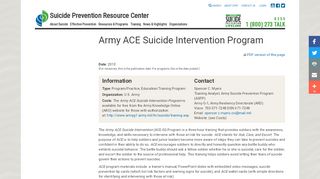 
                            12. Army ACE Suicide Intervention Program | Suicide ...
