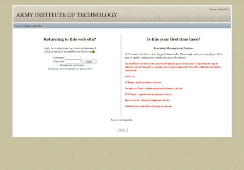 
                            11. ARMY INSTITUTE OF TECHNOLOGY: Login to the site