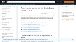 
                            11. Arquivos de log do banco de dados do Amazon RDS - Amazon.com