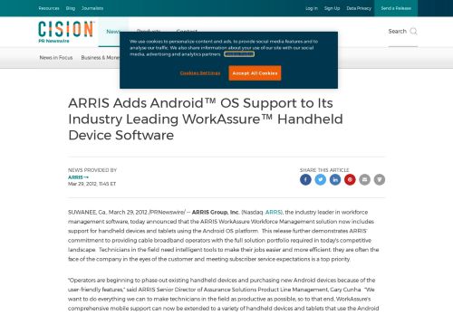 ARRIS Adds Android™ OS Support to Its Industry Leading ...