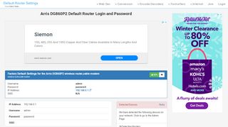 
                            1. Arris DG860P2 Default Router Login and Password - Clean CSS