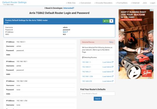 
                            4. Arris TG862 Default Router Login and Password - Clean CSS