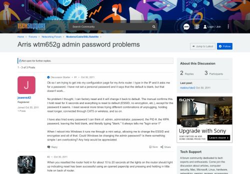 
                            12. Arris wtm652g admin password problems - Tech Support Forum
