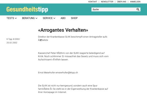 
                            7. «Arrogantes Verhalten» - Artikel - www.gesundheitstipp.ch