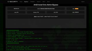 
                            4. Art23 Israel Cms Admin Bypass - CXSecurity.com
