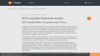 
                            7. ARTE vergrößert Reichweite deutlich : ZDF Presseportal