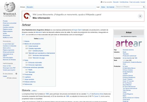 
                            12. Artear - Wikipedia, la enciclopedia libre