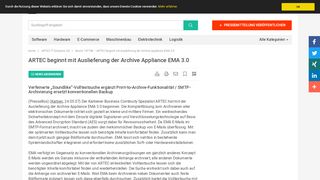
                            7. ARTEC beginnt mit Auslieferung der Archive Appliance EMA 3.0 ...