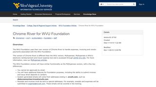 
                            10. Article - Chrome River for WVU Founda... - Use TeamDynamix