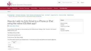 
                            9. Article - How do I add my SJU Gmail t... - TeamDynamix