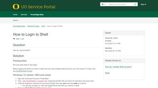 
                            10. Article - How to Login to Shell - UO Service Portal - ...