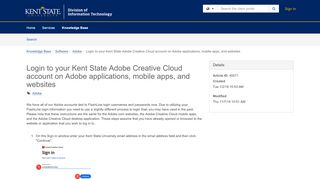 
                            9. Article - Login to your Kent State Ad... - TeamDynamix