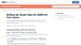 
                            10. Article Setting Up Single Sign-On (SSO) - Wix Answers Help Center