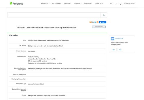 
                            9. Article: SiteSync test connection fails (User authentication failed)