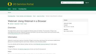 
                            3. Article - Using UO Webmail - UO Service Portal - University of Oregon