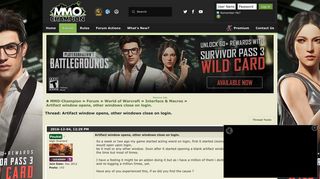 
                            1. Artifact window opens, other windows close on login. - MMO-Champion