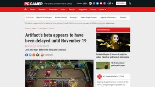 
                            10. Artifact's beta appears to have been delayed until November 19 | PC ...