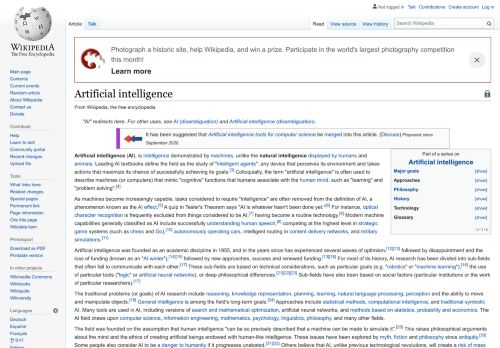 
                            12. Artificial intelligence - Wikipedia