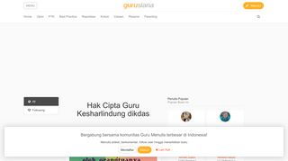 
                            7. Artikel mengenai Hak Cipta Guru Kesharlindung dikdas - Gurusiana