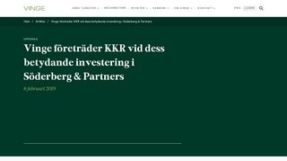 
                            11. Artiklar / Vinge företräder KKR vid dess betydande investering i ...
