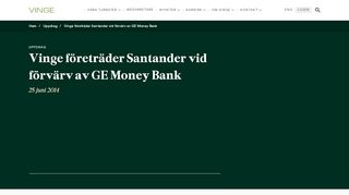 
                            12. Artiklar / Vinge företräder Santander vid förvärv av GE Money Bank ...