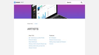 
                            5. Artists – Shazam Help