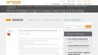 
                            6. Aruba 2530 8G POE+ switch manager password issues - Airheads ...